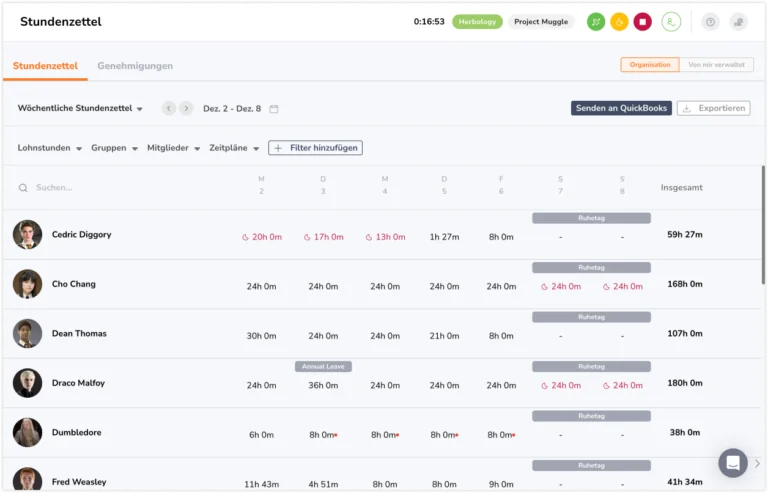 Quickbooks on timesheets